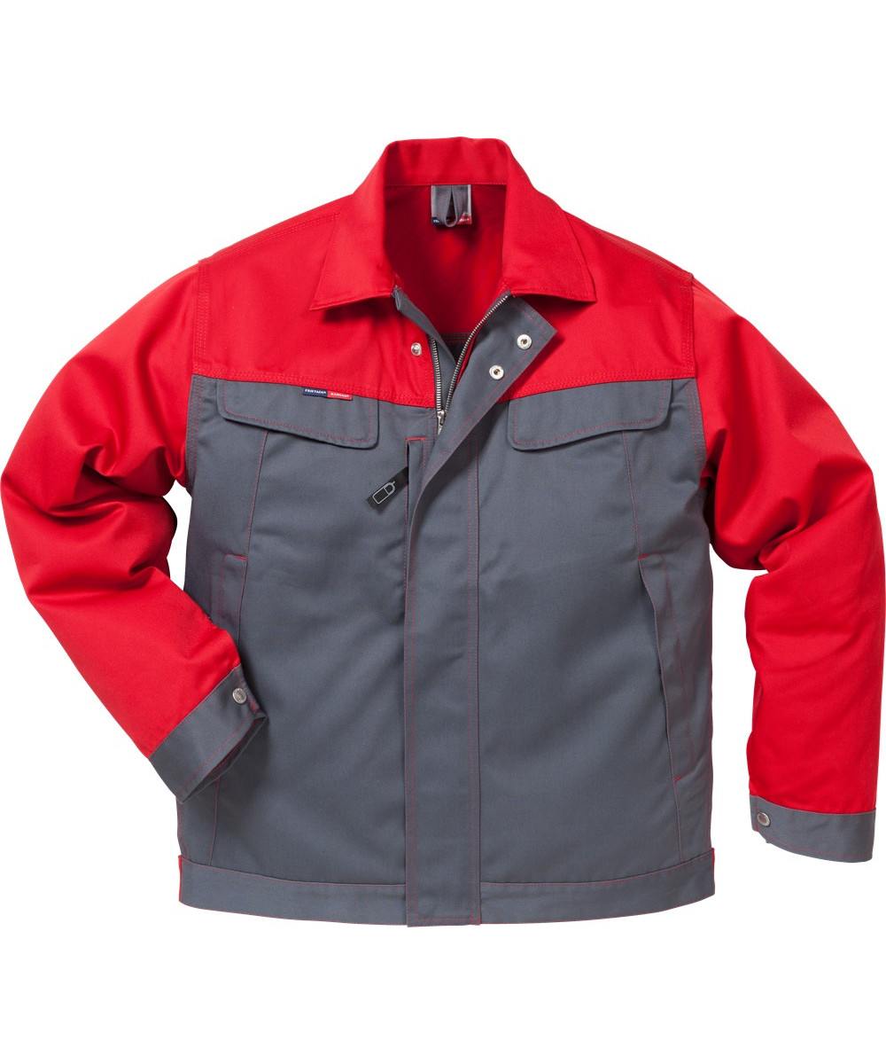 Kansas Fristads Arbejdsjakke – Slidstærk & Komfortabel Grå/Rød