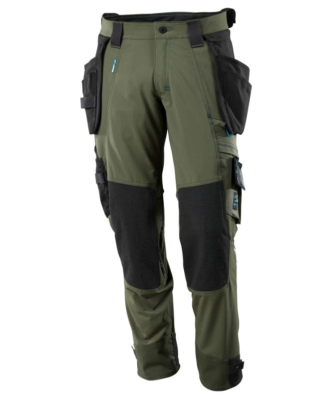 Komfortable Grønne Arbejdsbukser med Knælommer og Hængelommer