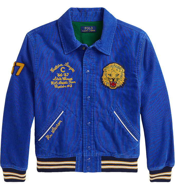 Blå Fløjl Jakke med Løvemotiv fra Polo Ralph Lauren