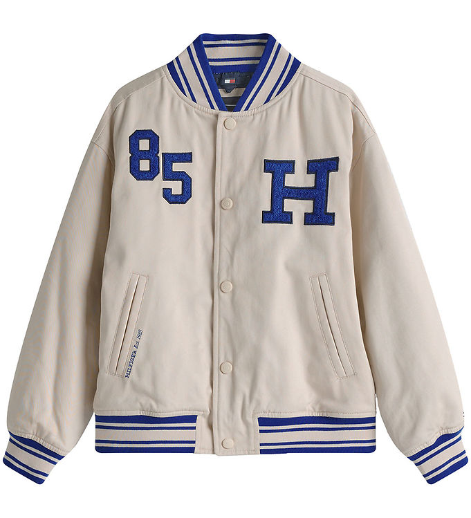 Beige/Blå Tommy Hilfiger Varsity Jakke på Udsalg
