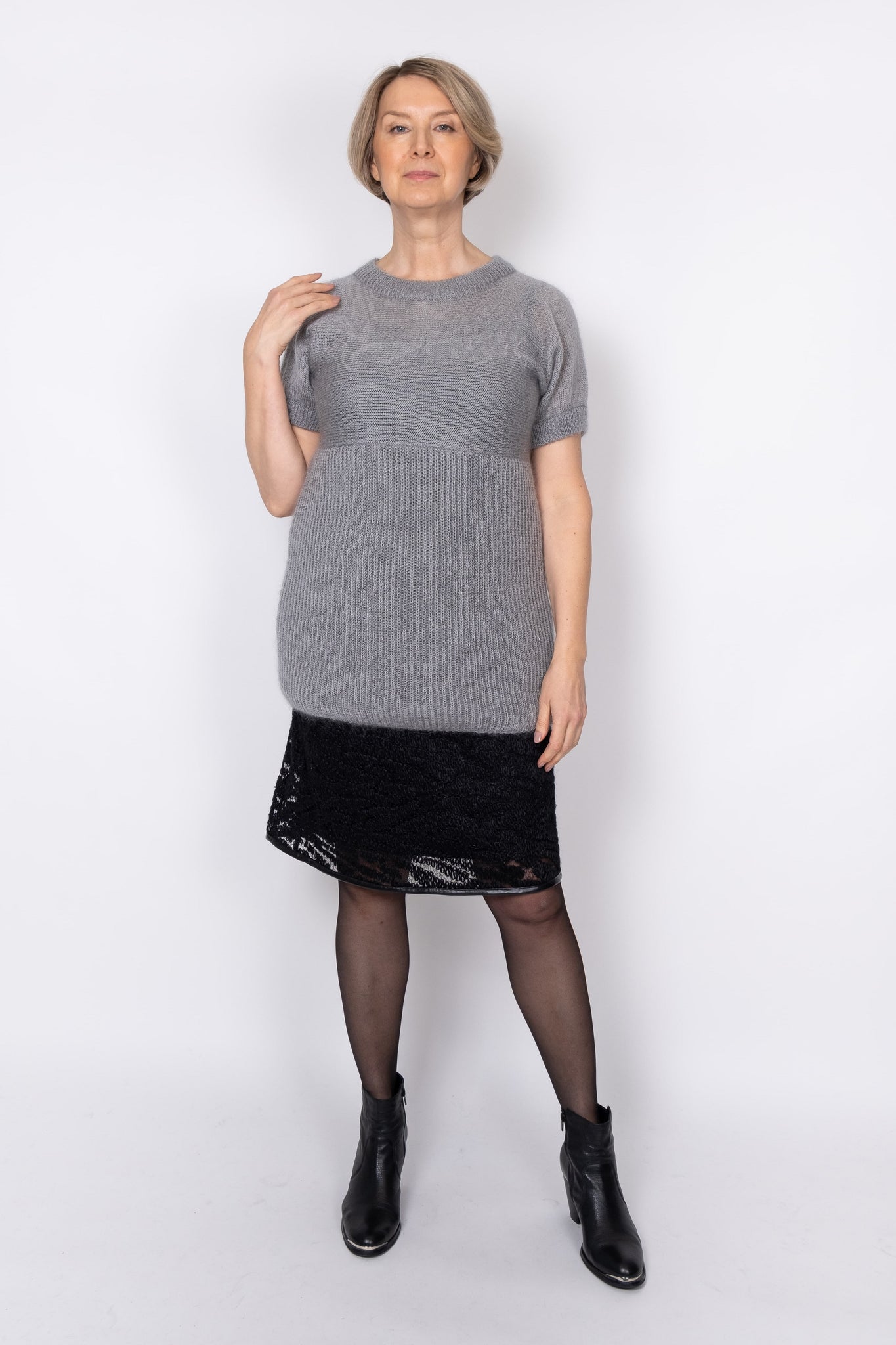 Elegant Grå Strik Top Tunika fra Lespresso - Must-Have!