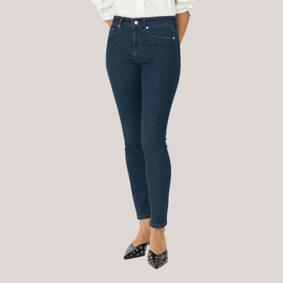 Høj Talje Ankeljeans i Blå – Perfekt Stretch og Stil!