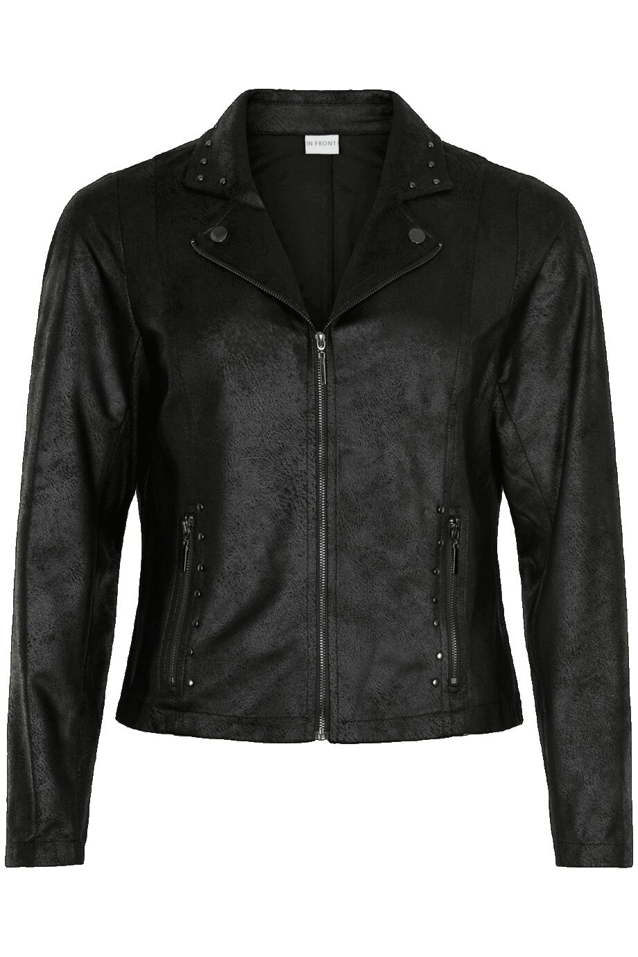 Elegant Sort Bikerjakke med Ruskindslook fra INFRONT