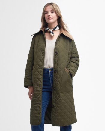 Barbour Dame Lockton Quiltet Jakke i Army Grøn - Stilfuld!