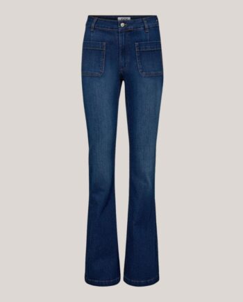 Ivy Ann Charlotte Høj Talje Boot Cut Jeans i Blå
