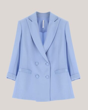 Ju25jaw Blazer Jakke Lyseblå Med Satin Kanter - Imperial Fashionmanifest
