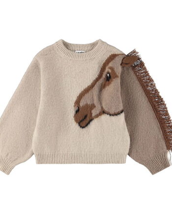 Beige/Brun Molo Bluse Strik Gisela Horse Knit - Molo Fashionmanifest  - 5715084895637