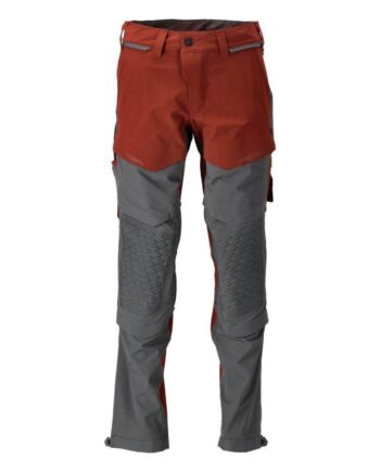 Mascotcustomized Arbejdsbukser Knælommer Stretch 22279 605 2489 Efterårsrød Stengrå - Mascot Fashionmanifest  - 5715411012140