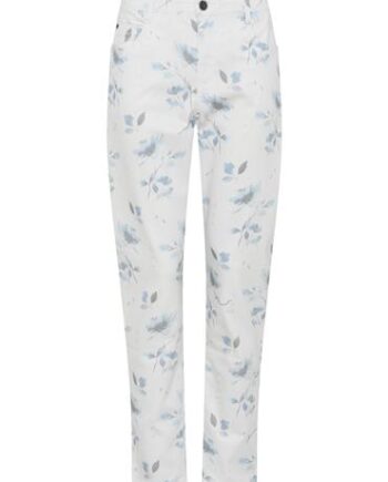 Hvid Cero Bukser Beige Med Blå Blomster 6178 - Cero Fashionmanifest  - 5713270510210
