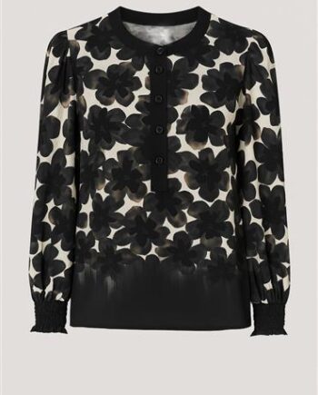Hvid Biz Bluse Black Flower Print - 2 Biz Fashionmanifest  - 5715065222605